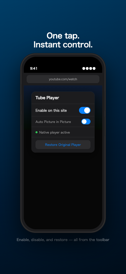 Extension popup on iPhone