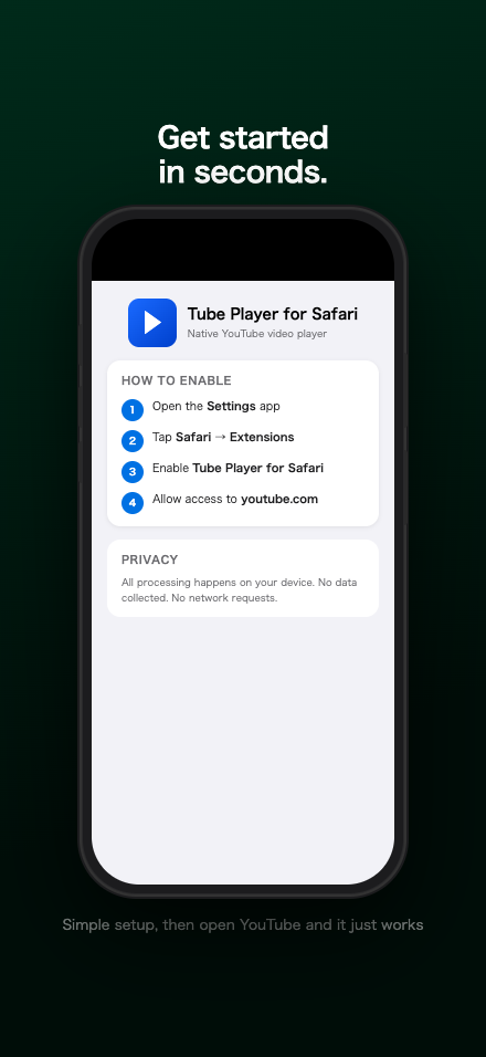 Setup screen on iPhone